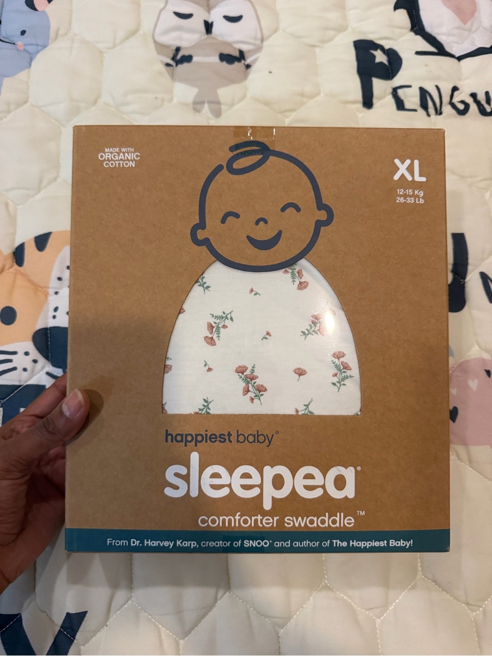 Happiest Baby Sleepea Comforter Swaddle - XL White with Pink Floral